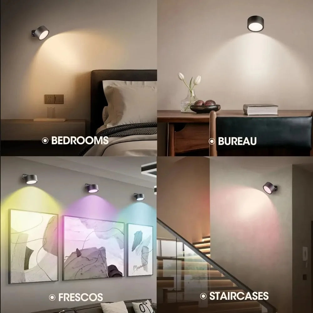 Magnetic LED Wall Light Night Dimmable Magnetic Picture Lights 360° Rotation Touch Remote Control Cabinet Spotlight Night Lamp