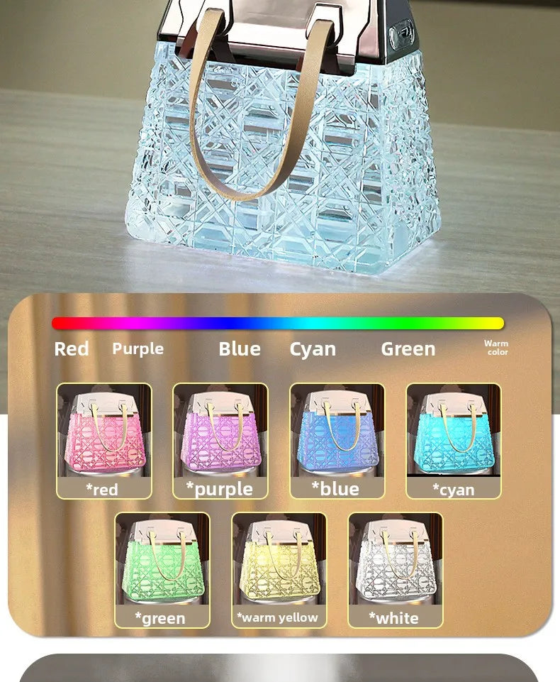 Crystal Bag Air Humidifier 300ML USB Rechargeable Aroma Diffuser Essential Oils Color Lights Mist Sprayer for Home Bedroom Gift
