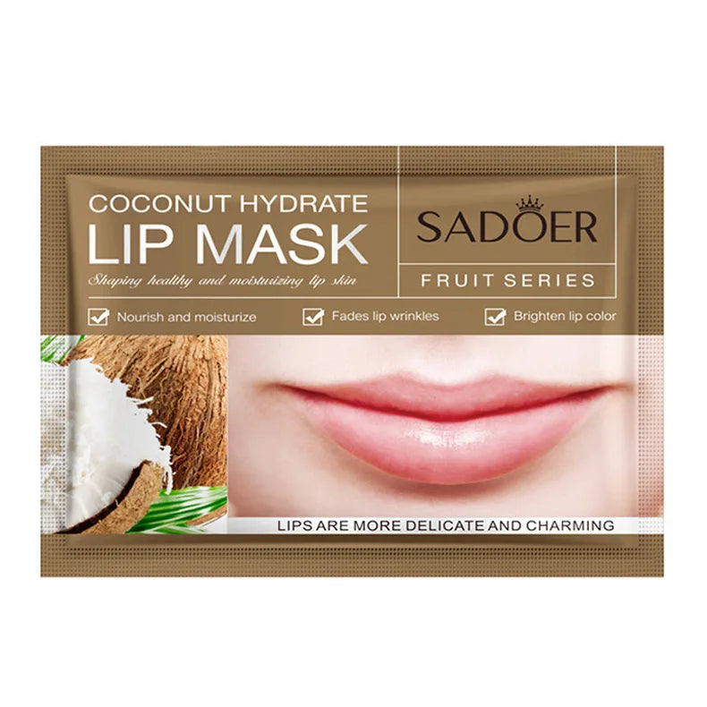 10pcs SADOER Fruits Moisturizing Lip Mask Lips Skin Care Nourishing Hydrating Crystal Collagen Gel Lip Patches Lips Plumper