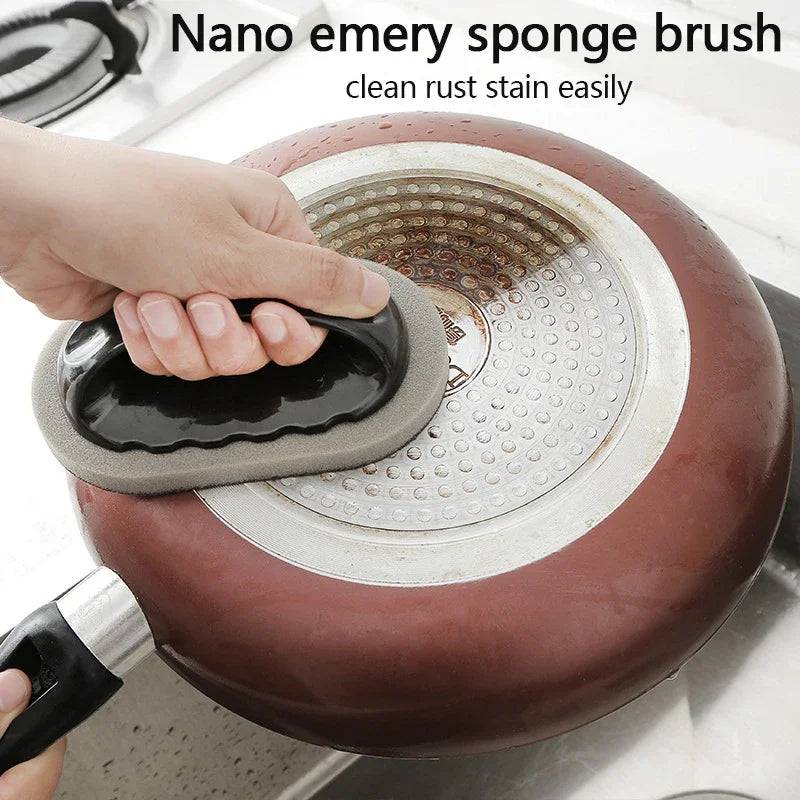 Magic Sponge Nano Eraser Rust Remover Brush with Handle Pot Brush Easy Cleaning Decontamination Kitchen Cleaning Tools