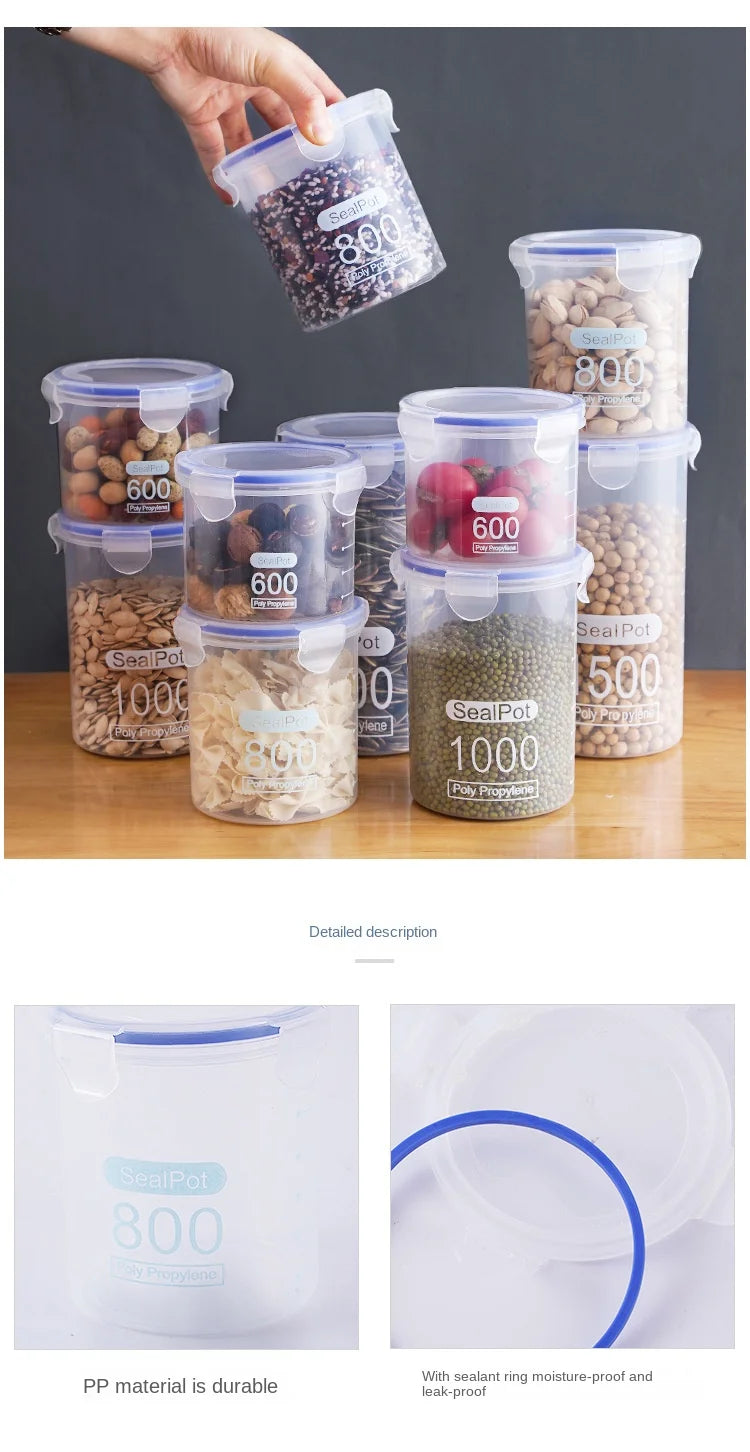 Tanque sellado de plástico de gran capacidad, cajón para verduras, cocina, organizador de almacenamiento de granos con báscula, caja sellada, frasco transparente, contenedor de especias