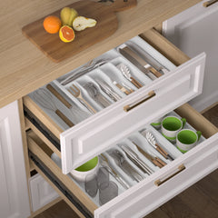 Silverware Drawer Organizer, Expandable Utensil Tray for Kitchen, BPA Free Flatware and Cutlery Holder, Adjustable Plastic Stora