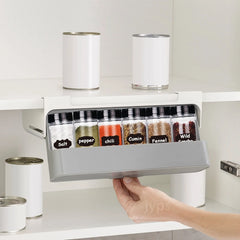 Estante de especias de cocina autoadhesivo para montar en la pared, debajo del estante, organizador de especias para botellas de condimentos, estante de almacenamiento de cocina