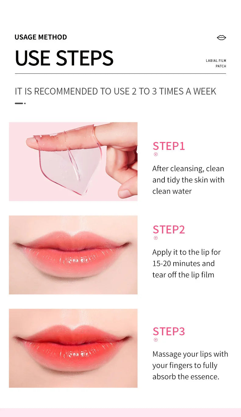 10pcs SADOER Fruits Moisturizing Lip Mask Lips Skin Care Nourishing Hydrating Crystal Collagen Gel Lip Patches Lips Plumper