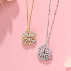 Collier pendentif magnétique Love pour femme, collier trèfle en forme de cœur, pendentif porte-bonheur 4 en 1, bijoux cadeau