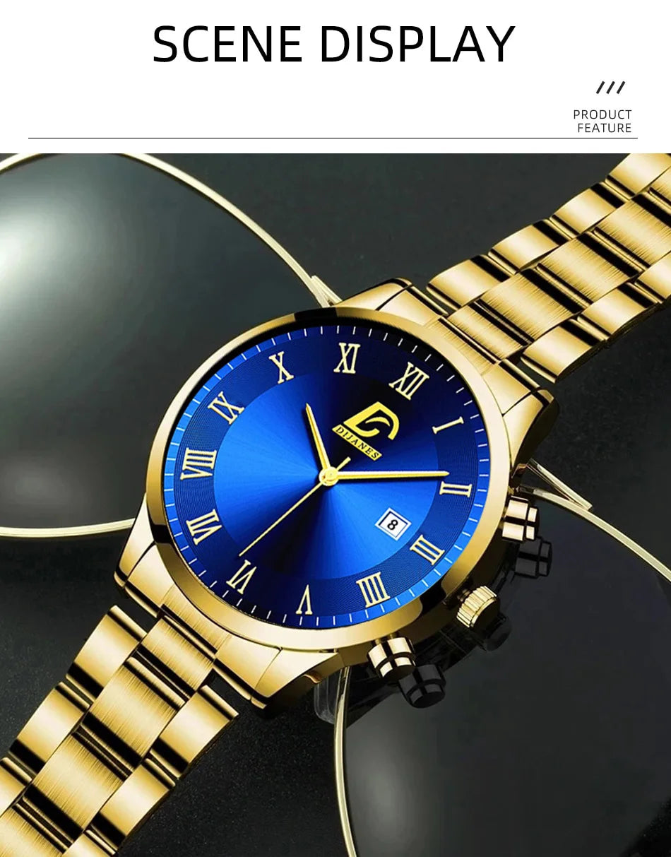 Montres à quartz minimalistes pour hommes, montre-bracelet de luxe en or, montre-bracelet pour hommes, montre-bracelet décontractée avec calendrier