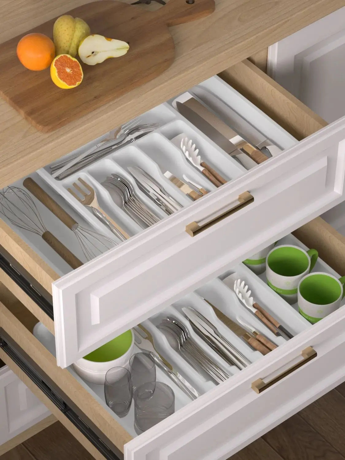 Silverware Drawer Organizer, Expandable Utensil Tray for Kitchen, BPA Free Flatware and Cutlery Holder, Adjustable Plastic Stora