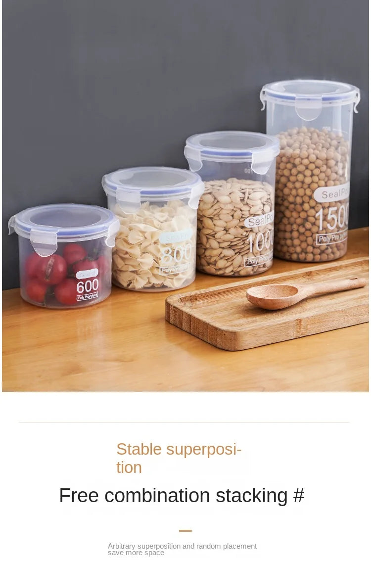 Tanque sellado de plástico de gran capacidad, cajón para verduras, cocina, organizador de almacenamiento de granos con báscula, caja sellada, frasco transparente, contenedor de especias