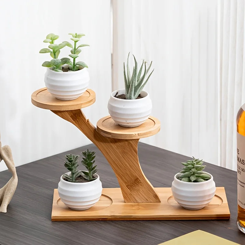 Estante de bambú de 2 niveles para el hogar y la oficina, diseño compacto, perfecto para escritorios y balcones.