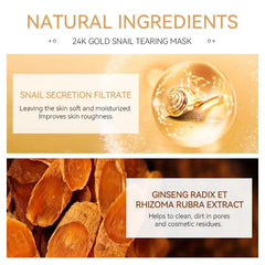 Masque LAIKOU 24K Gold SNAIL TEARING, nettoyant en profondeur, élimine les points noirs, soin du visage, 50 g