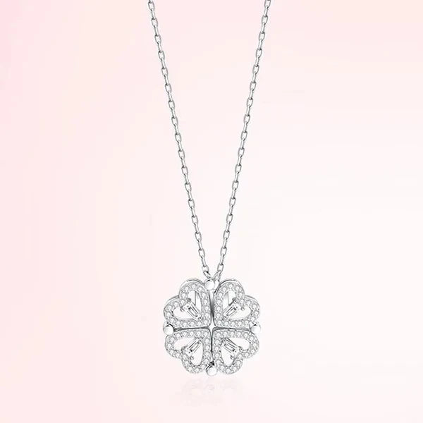 Collier pendentif magnétique Love pour femme, collier trèfle en forme de cœur, pendentif porte-bonheur 4 en 1, bijoux cadeau