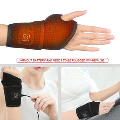 Manga de soporte para muñeca con calefacción eléctrica, protector de muñeca ajustable, correa negra transpirable, herramienta para proteger las articulaciones de las manos y los deportes.