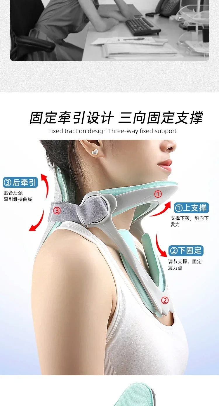 Adjustable Cervical Traction Device Posture Corrector Cervical Collar Neck Braces Support Stretcher Spine Protector Pain Relief
