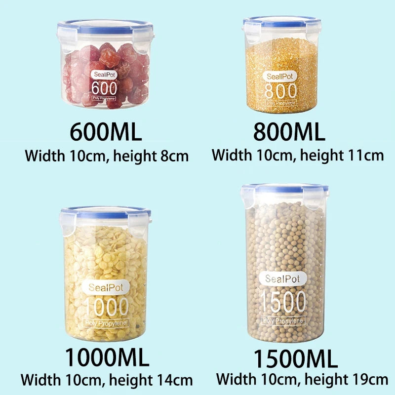 Tanque sellado de plástico de gran capacidad, cajón para verduras, cocina, organizador de almacenamiento de granos con báscula, caja sellada, frasco transparente, contenedor de especias