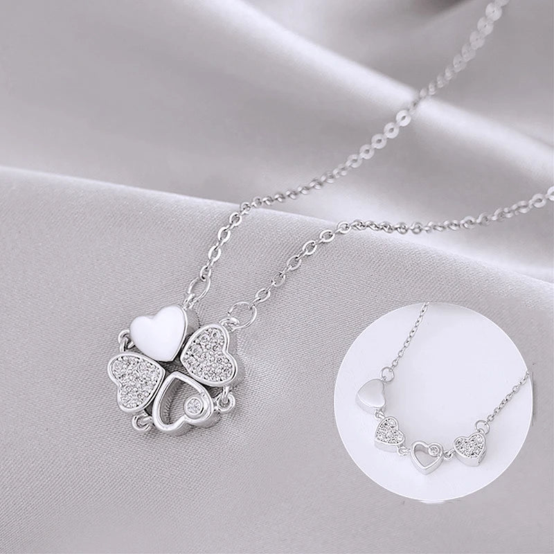 Collier pendentif magnétique Love pour femme, collier trèfle en forme de cœur, pendentif porte-bonheur 4 en 1, bijoux cadeau