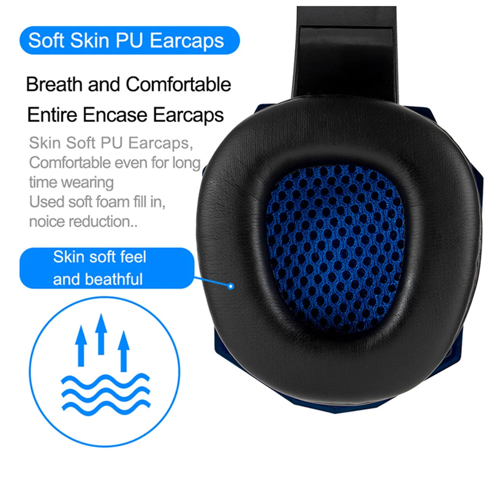 Auriculares para juegos con luz LED, micrófono, estéreo, graves profundos, para PC, portátil, PS4, Xbox