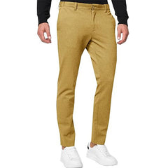 Pantalon chino slim pour homme, couleur unie, extensible, plissé, fuselé, décontracté