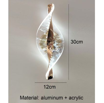 Applique murale décorative dorée en aluminium avec flocon de neige et éclairage LED pour couloir