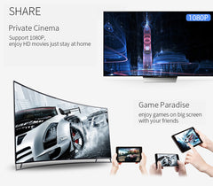 Compatible con Apple, transmisión inalámbrica, dispositivo de TV, teléfono móvil, computadora portátil, WiFi, HD, HDMI, proyector, lupa de video, teléfono inteligente Android IOS