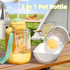 Distributeur d'eau 2 en 1 pour chiens et chats, grande capacité, portable, avec bol intégré pour eau et nourriture