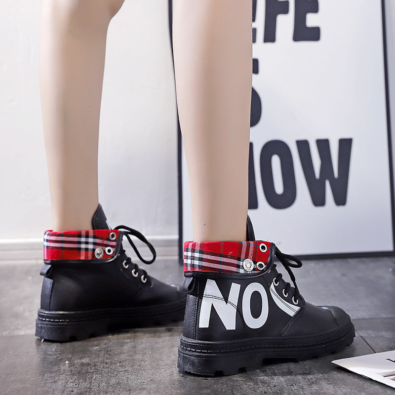 Nuevas botas cortas de lona para niñas, de caña alta y combinables, zapatos para mujer