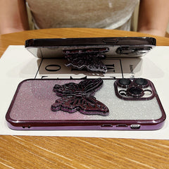 Funda protectora para teléfono con diseño de mariposa hueca y revestimiento transparente degradado