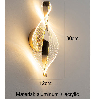 Applique murale décorative dorée en aluminium avec flocon de neige et éclairage LED pour couloir
