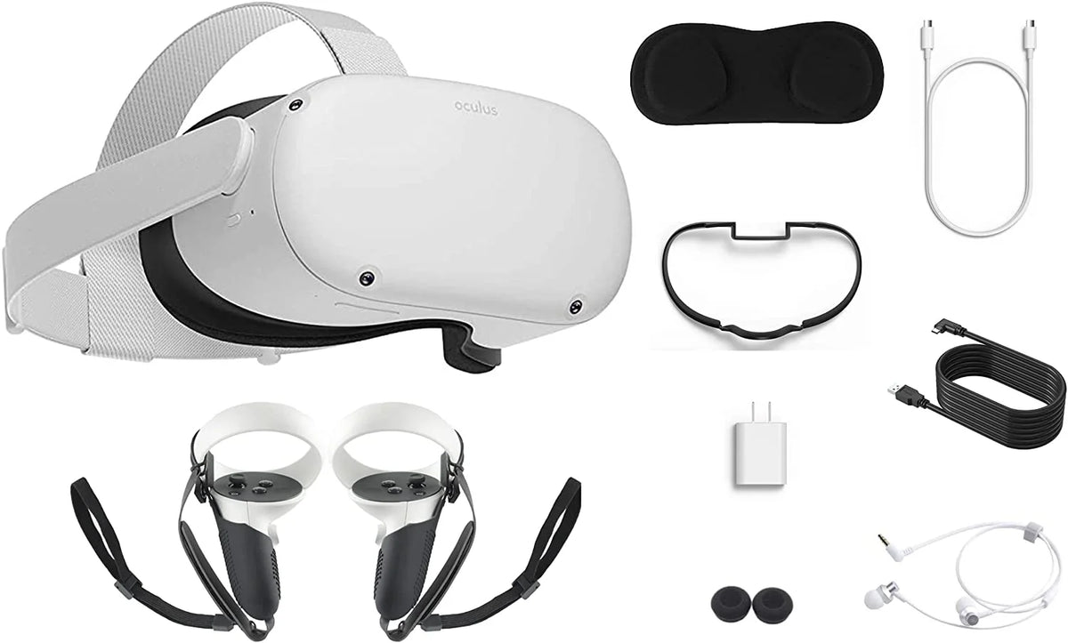 Meta Quest 2 VR Headset Bundle - 128GB SSD, Touch Controllers, 3D Audio, Link Cable & More!