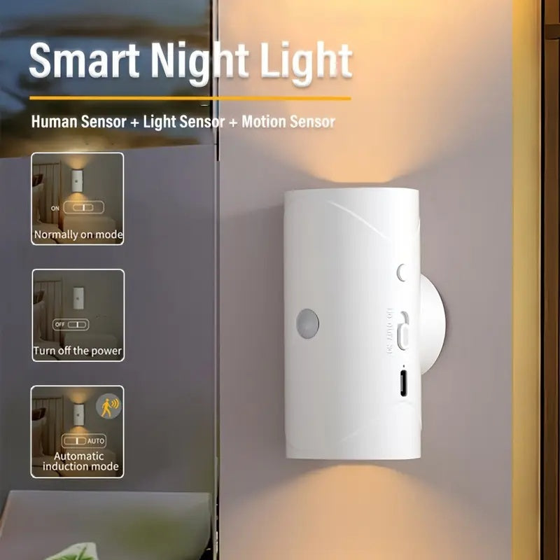 Lámpara de pared con luz LED nocturna RGB con sensor de movimiento, recargable, luz ambiental regulable, luces interiores, lámpara de paso magnética