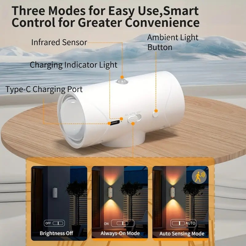 Lámpara de pared con luz LED nocturna RGB con sensor de movimiento, recargable, luz ambiental regulable, luces interiores, lámpara de paso magnética