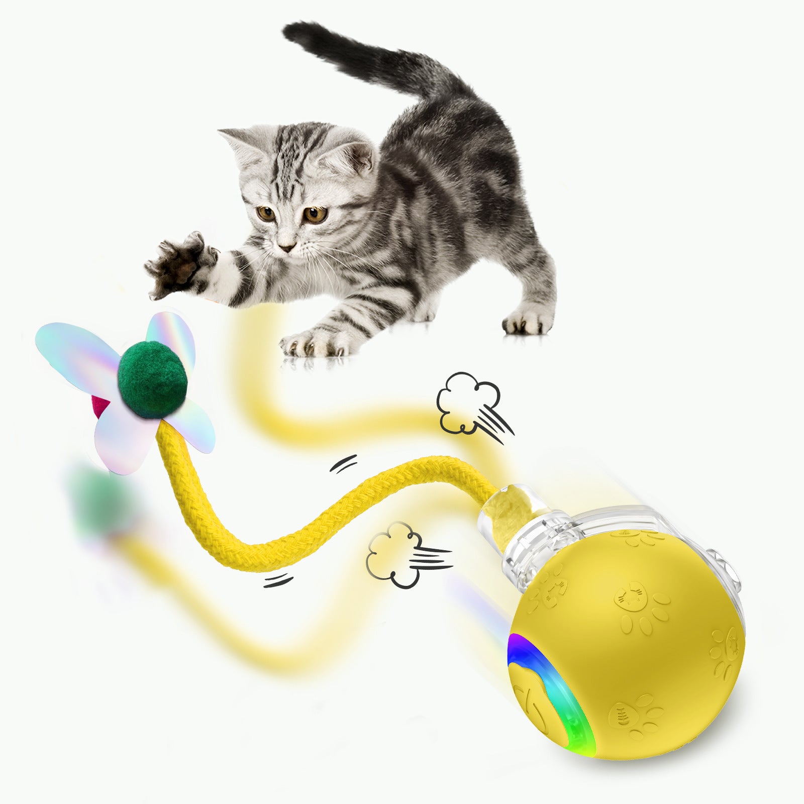 Intelligent Gravity Cat Toy Ball Strap Electric Rope Cat Teaser Toy Cat Toy
