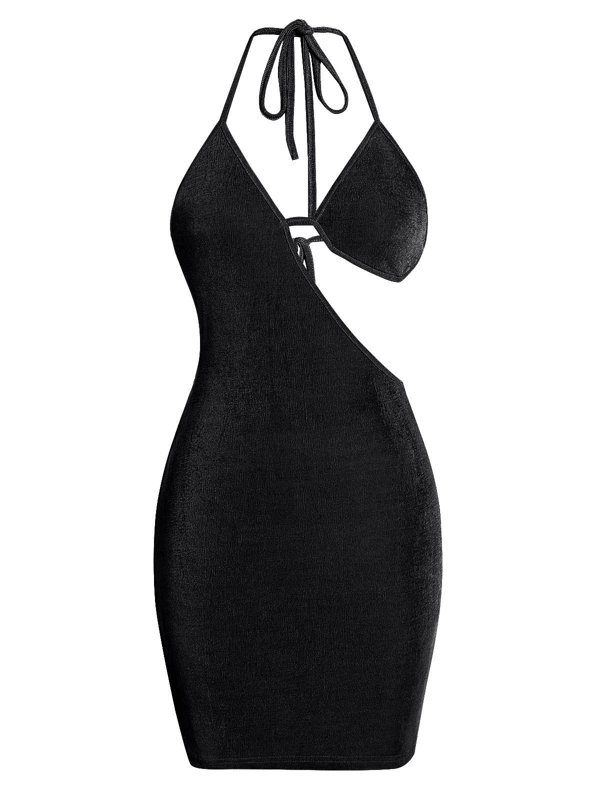 Robe de soirée moulante sexy pour femme, dos nu, bretelles spaghetti, soutien-gorge découpé, jersey, col licou, tenue de club coquine