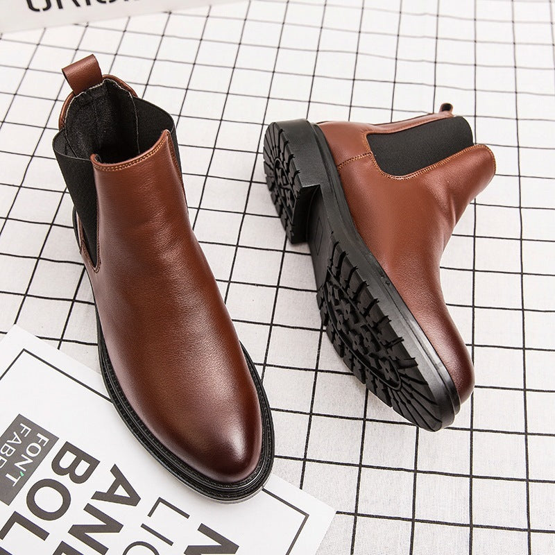 Vestidos de fiesta de boda de moda para hombre, botas de invierno de algodón cálido, cuero de vaca