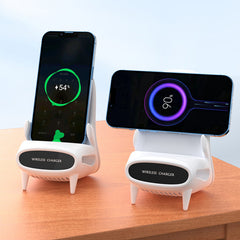 Mini chaise portable avec chargeur sans fil, support de téléphone portable, chargeur sans fil 10 W, charge rapide, cadeau spécial