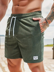 Pantalones cortos deportivos de pana de verano con cordones y cordón, ropa para hombre