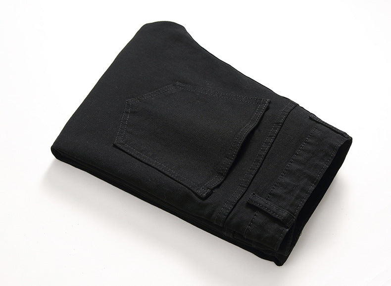 Pantalones casuales de mezclilla de alta elasticidad para hombres europeos y americanos