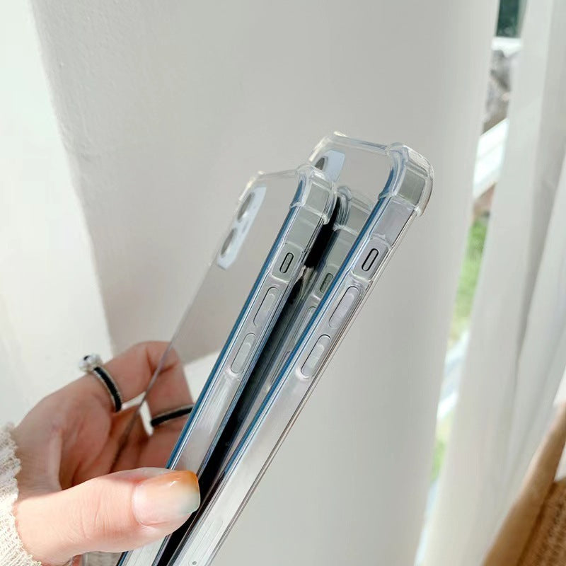 Nueva funda para teléfono con espejo, resistente a caídas, con espejo, cobertura completa, transparente, cubierta protectora pintada.